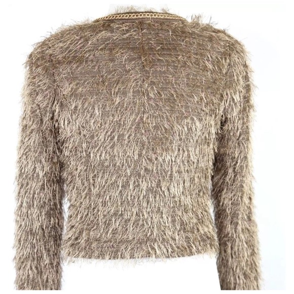 Bronze Brown Chain Detail Shag Jacket T1 XS $430 - Picture 4 of 4